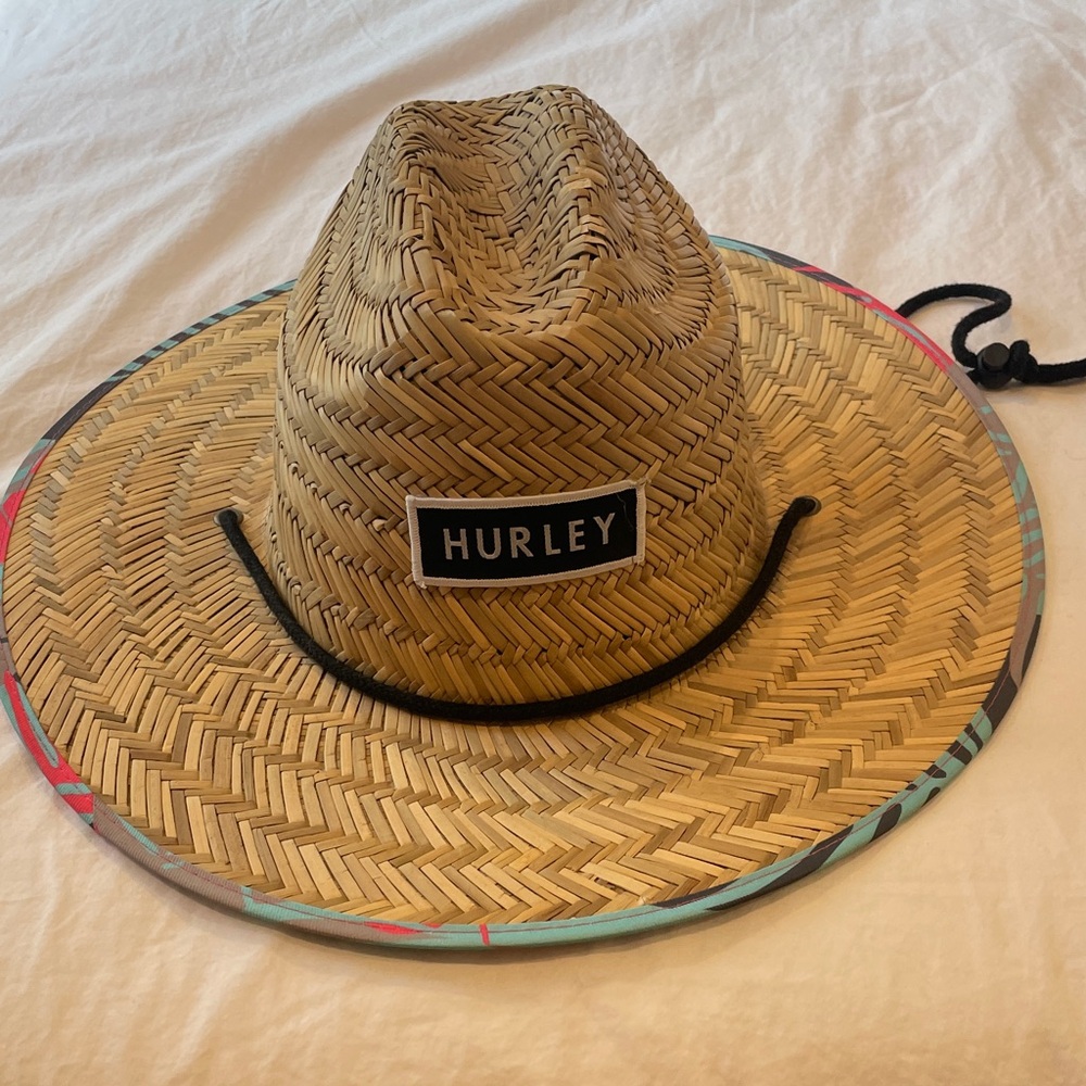 Hurley Women’s Straw Hat with Black and Multicolor Trim
